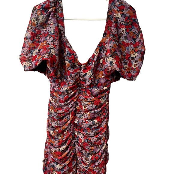 ZARA Metallic Sparkle Floral
Lined Shirred Ruched Mini Mod
Dress Size L - Picture 11 of 16